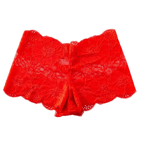 Fewfanhot Women's Low-Rise Floral Lace Boyshort Panties, Sheer Hollow-Out Breathable Cotton Crotch Seamless Comfort Underwear for Daily & Lingerie Wear