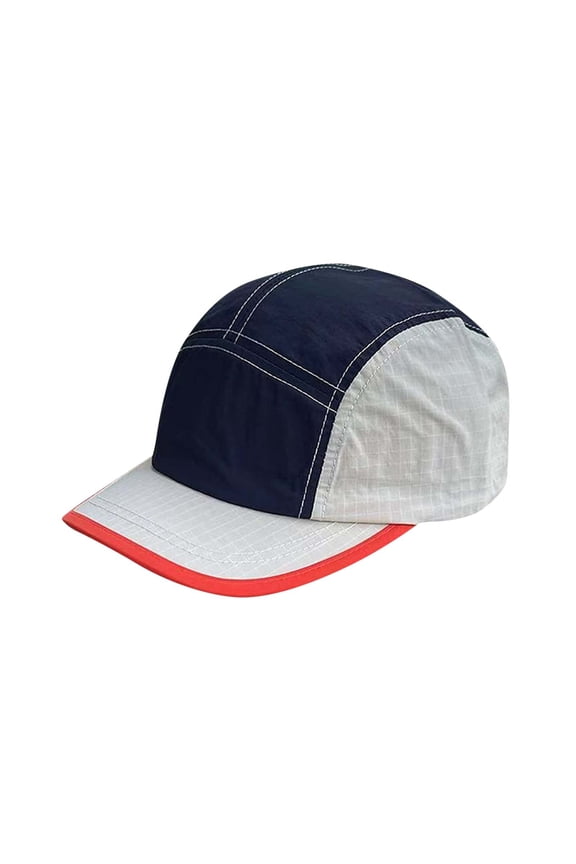 Women's Men's Color Block Nylon Camp Hat, Quick-Dry Breathable Fabric Adjustable Closure Vintage Sporty Design for Running, Cycling, Travel