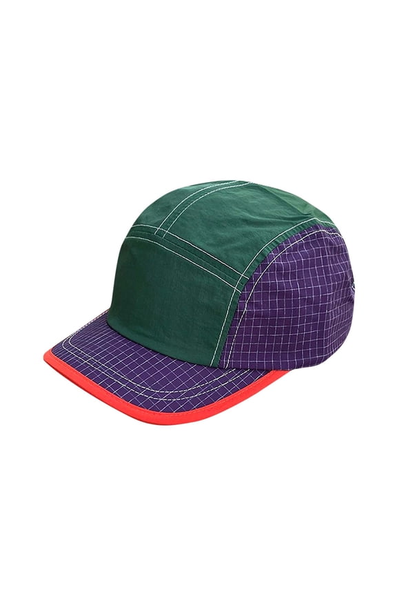 Women's Men's Color Block Nylon Camp Hat, Quick-Dry Breathable Fabric Adjustable Closure Vintage Sporty Design for Running, Cycling, Travel