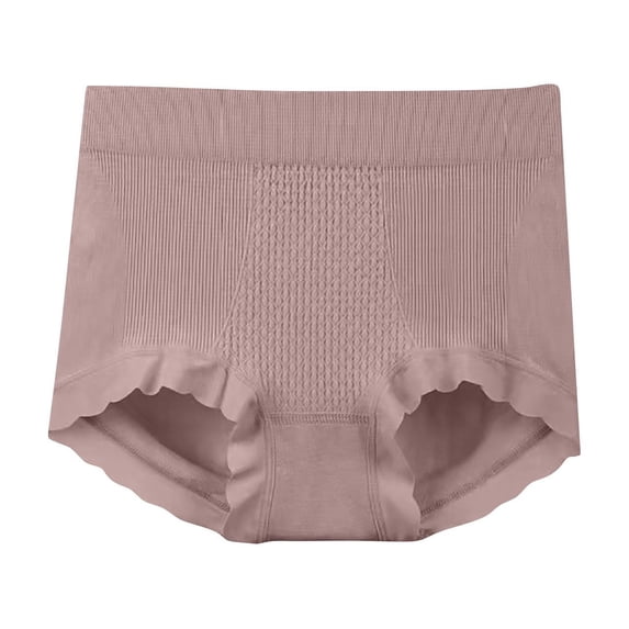 Fewfanhot Women's Modal Cotton Briefs Seamless High-Waisted Tummy Control Ribbed Tri-Cut, Wave Edge Cotton Crotch Soft Stretchy Comfy Underwear