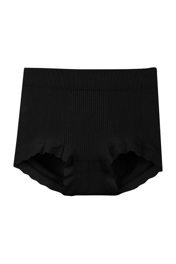 Women's Modal Cotton Briefs Seamless High-Waisted Tummy Control Ribbed Tri-Cut, Wave Edge Cotton Crotch Soft Stretchy Comfy Underwear