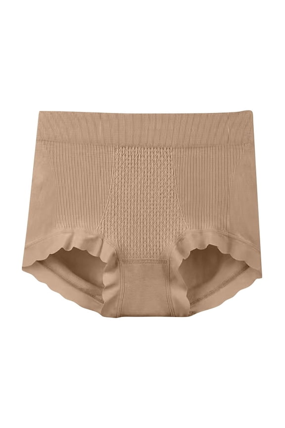 Women's Modal Cotton Briefs Seamless High-Waisted Tummy Control Ribbed Tri-Cut, Wave Edge Cotton Crotch Soft Stretchy Comfy Underwear