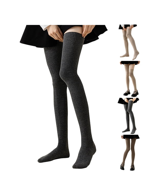 Women's Over The Knee Socks Stretch Soft Thigh High Stockings Warm Fall Winter Socks for Back to School Daily Wear
