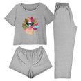 thumbnail image 1 of Fewfanhot Women's Pajama Sets 3 Piece Cute Thanksgiving Turkey Print Pajama Set Short Sleeve Tee Lounge Shorts and Pants Sleepwear, 1 of 8