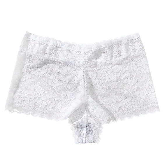 Fewfanhot Women's Panties Solid Color High Waist Lace Boyshort, Breathable Thin Fabric Comfortable Sheer Underwear for Daily & Lingerie Wear