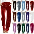 thumbnail image 1 of Fewfanhot Women's Pants Velvet Pants Drawstring Waist Wide Leg Casual Lounge Pant, 1 of 10