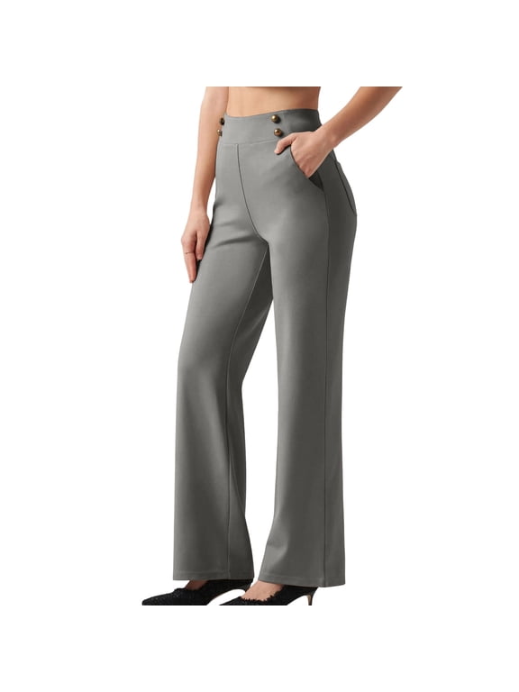 Women's Pants Wide Leg Pants High Waisted Yoga Pants Dressy Casual Trousers with Pockets