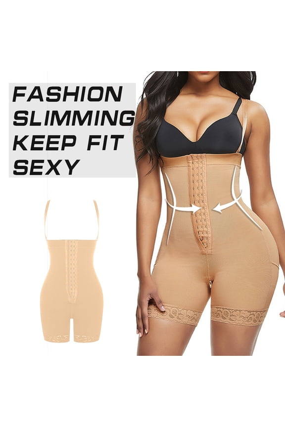 Women's Plus Size FullBody Slimming Bodysuit, Waist Shaper Zipper Front Fitness Outfit, High Waist Tummy Control Yoga Legging for Gym Workouts and Shapewear