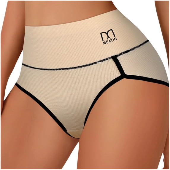 Fewfanhot Women's Plus Size High-Waisted Tummy Control Butt Lifting Full Coverage Seamless Tri-Cut Briefs, Stretchy Comfy Underwear, S-2XL