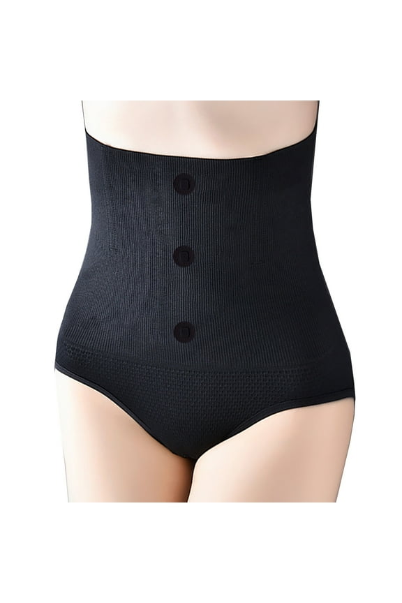 Women's Plus Size High-Waisted Tummy Control Shapewear Briefs, Button Down Waist & Belly Slimming Stretchy Comfy Underwear for Body-Shaping