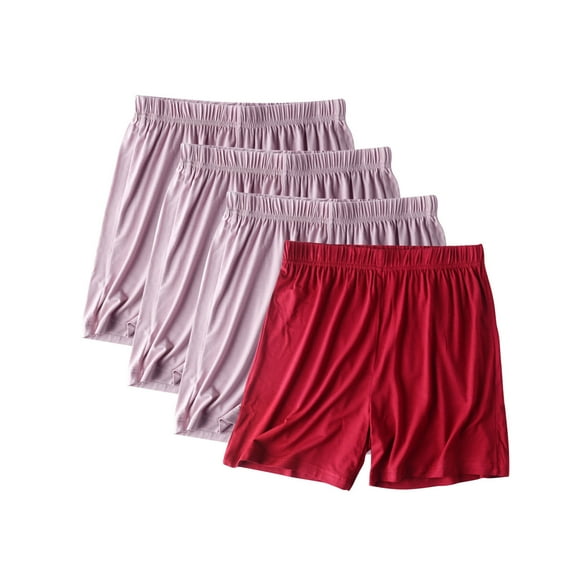 Fewfanhot Women's Plus Size Modal Lounge Shorts 4PC Set - Solid Color Thin Minimalist-Design, Ultra-Soft Breathable Sleep Shorts