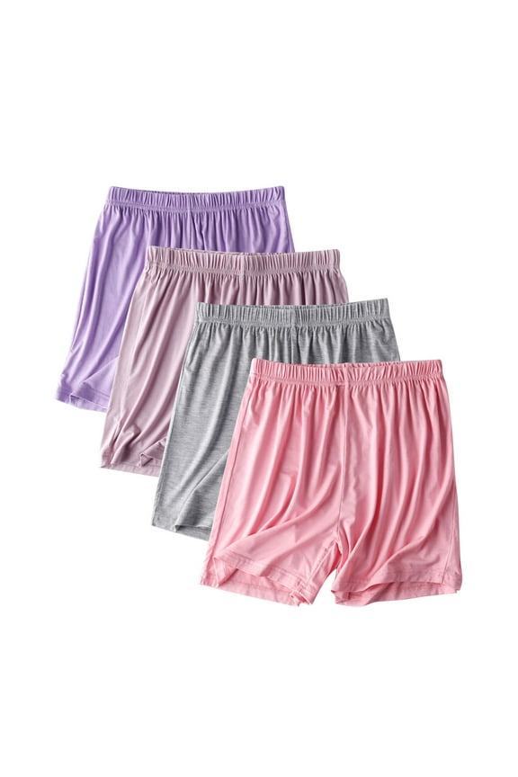 Women's Plus Size Modal Lounge Shorts 4PC Set - Solid Color Thin Minimalist-Design, Ultra-Soft Breathable Sleep Shorts