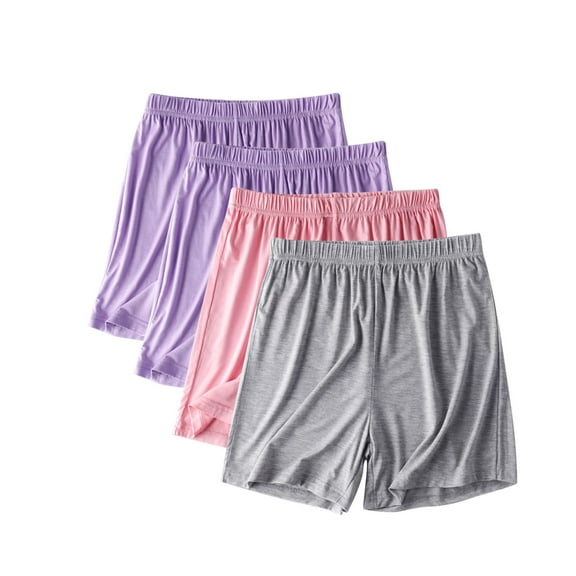 Fewfanhot Women's Plus Size Modal Lounge Shorts 4PC Set - Solid Color Thin Minimalist-Design, Ultra-Soft Breathable Sleep Shorts