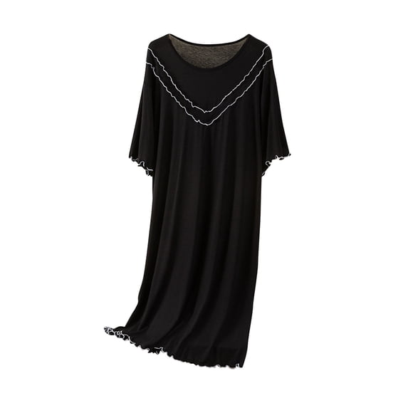Fewfanhot Women's Plus Size Short Sleeve Modal Nightgown Round Neck Sleep Dress, Breathable homewear for Year-Round Comfort