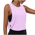 thumbnail image 1 of Fewfanhot Women's Polka Dot Print Sleeveless Workout Crop Top, Loose Fit Racerback Gym Tank, Lightweight Breathable Summer Athletic Shirt, 1 of 7