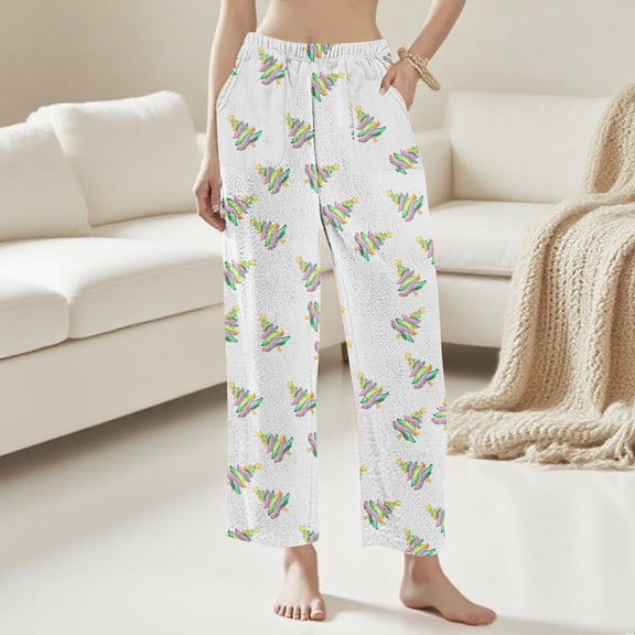 Fewfanhot Women's Premium Winter Lounge Pants - Breathable Straight Cut Sleep Trousers with Elasticized Waistband for All-Night Comfort