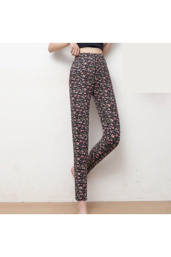 Women's Printed Thermal Pants with High Waist Slimming Fit for All-Day Comfort and Winter Season Warmth