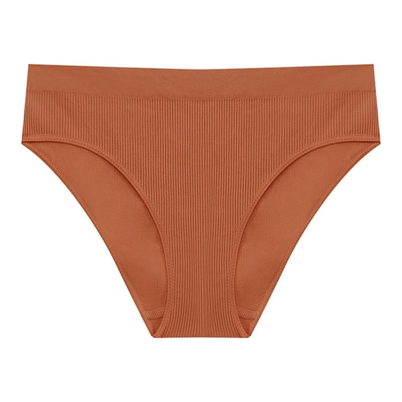 Fewfanhot Women's Ribbed Low-Waisted Seamless Breathable Tri-Cut Briefs, High-Stretch Comfy Underwear for Yoga, Sports & Curvy Figures