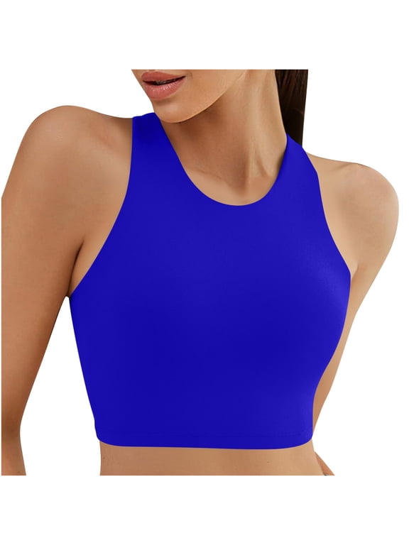 Women's Round Neck Crop Top Swimwear, Casual Summer Backless SwimTop Multi-Colors for Beach Outings Vacations