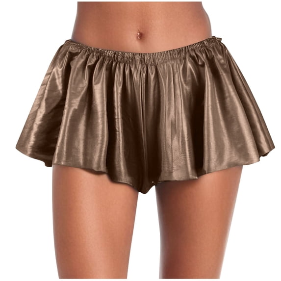 Fewfanhot Women's Satin Elastic Waist Mini Skirt Shorts, Ruffled A-Line Flowy Skirt Panties, S-3XL