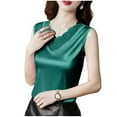 thumbnail image 1 of Fewfanhot Women's Satin V-Neck Sleeveless Blouse, Smooth Shiny Tank Top for Casual Wear and Simple Elegant Style, 1 of 5