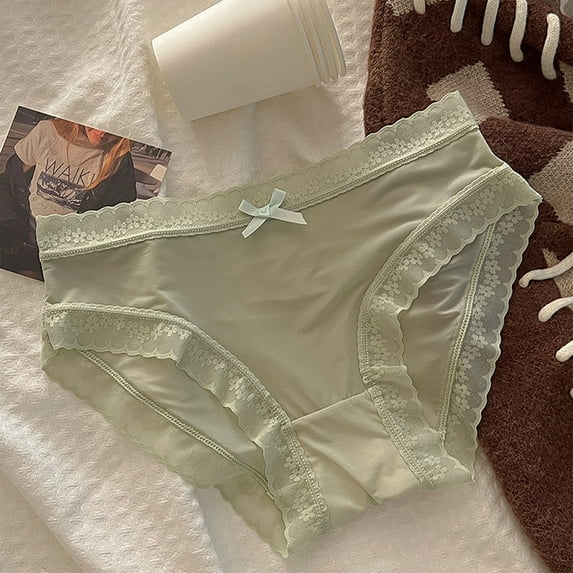 Fewfanhot Women's Seamless Ice Silk Solid Color Underwear Lingerie Panties - Mid Waisted Soft and Comfortable Panties for Everyday Wear