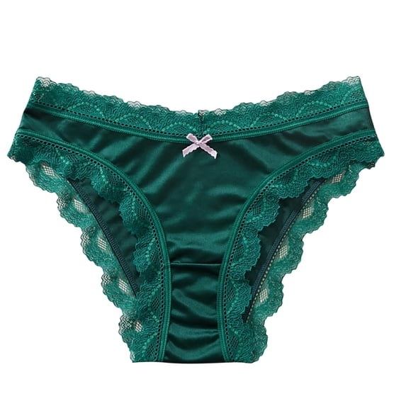 Fewfanhot Women's Seamless Low Rise Lace Trim Bikini Panties, One-Piece Solid Color Breathable Cotton Crotch Comfort Underwear for Daily Casual Wear