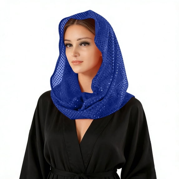 Fewfanhot Women's Sequin Infinity Scarf & Head Wrap, Solid Color Lightweight Shimmering Mesh Scarf for Party, Evening Wear and Everyday Fashion Versatile Accessory