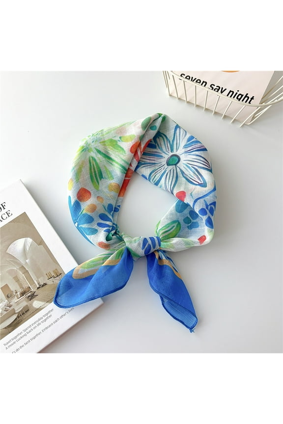 Fewfanhot Women's Silk Scarf Neck Scarf Hair Head Breathable Lightweight Silk shawl,Flowers And Petals Neckerchief Hair Decorative