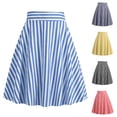thumbnail image 1 of Fewfanhot Women's Skirts Vintage Striped Midi Skirt High Waist A-Line Flared Skirt Office Casua Stripes Skirts, 1 of 7