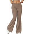 thumbnail image 1 of Fewfanhot Women's Solid Color High Waist Flare Pants, Stretchy Retro Bell Bottoms, Floral Wide Leg Trousers for Casual & Boho Wear, 1 of 7