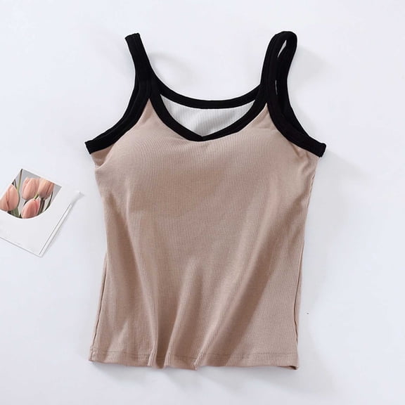 Fewfanhot Women's Solid Lounge Camisole - Crisscross Backless Built-in Bra Design, Sleeveless Breathable Homewear Pjm