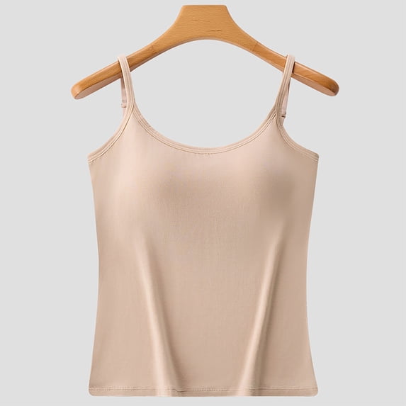 Fewfanhot Women's Solid Modal Lounge Cami - Adjustable Strap Padded Design, Breathable Daliy Wear Pjm