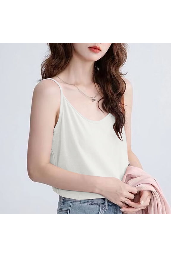 Women's Solid Slub Cotton Lounge Cami Non-Adjustable Strap Sleeveless Design, Lightweight Breathable Pajama