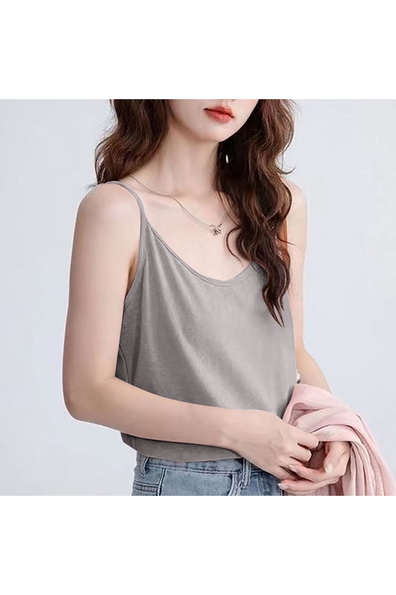 Women's Solid Slub Cotton Lounge Cami Non-Adjustable Strap Sleeveless Design, Lightweight Breathable Pajama