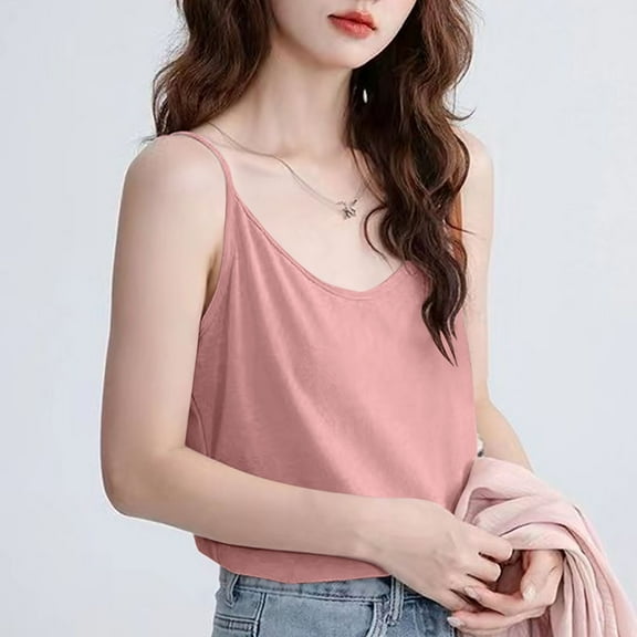 Fewfanhot Women's Solid Slub Cotton Lounge Cami Non-Adjustable Strap Sleeveless Design, Lightweight Breathable Pajama