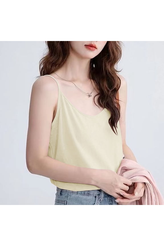 Women's Solid Slub Cotton Lounge Cami Non-Adjustable Strap Sleeveless Design, Lightweight Breathable Pajama