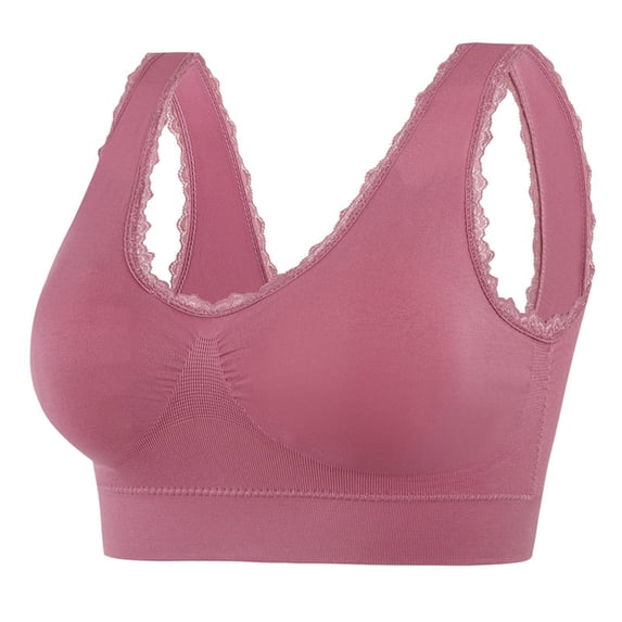 Fewfanhot Women's Sports Lace Bra One Piece Wireless Bra Everyday Yoga Bras with Chest Pads