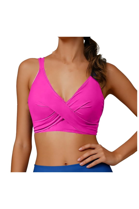 Women's Sports Push-Up Bra Style Bikini Top, Multiple Color Padded Swimwear Summer Beach Surfing Fitness Swimsuit