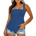 thumbnail image 1 of Fewfanhot Women's Square Neck Ruched Peplum Tank Top, Wide Strap Sleeveless Casual Summer Blouse, Flowy Babydoll Style Cami, S-3XL, 1 of 7