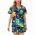 thumbnail image 1 of Fewfanhot Women's St. Patrick's Day Pajama Set, Printed Short Sleeve Button Down Top & Shorts, Soft Milk Silk Sleepwear, 1 of 6