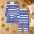 thumbnail image 1 of Fewfanhot Women's Stripe Color Pajama Set Long Sleeve Top with Jogger Pants Lounge Sets Sleepwear Loungewear with Pockets, 1 of 4