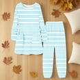 thumbnail image 1 of Fewfanhot Women's Stripe Color Pajama Set Long Sleeve Top with Jogger Pants Lounge Sets Sleepwear Loungewear with Pockets, 1 of 2