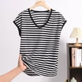 thumbnail image 1 of Fewfanhot Women's Striped Lounge Tank Top - Round Neck Summer Thin Loose Design, Soft Comfortable Sleeveless Sleepwear, 1 of 3