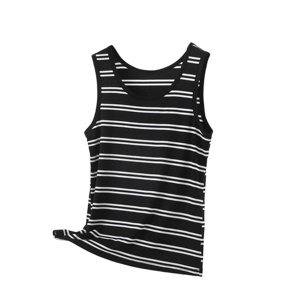 Fewfanhot Women's Striped Tank Top, Crew Neck Ringer Style Sleeveless Blouse, Casual Loose Fit Camisole, S-5XL