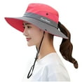 thumbnail image 1 of Fewfanhot Women's Summer Bucket Hat with Ponytail Hole, Breathable Sun Protection Hat for Hiking Beach Outdoor, 1 of 3