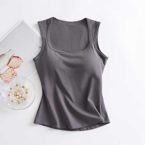 Fewfanhot Women's Summer Solid Lounge Camisole - Padded Backless Sleeveless Design, Soft Breathable Loungewear Pjm