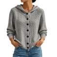 thumbnail image 1 of Fewfanhot Women's Sweaters Cable Knit Round Neck Button Open Front Long Sleeve Trendy Sweater Coat Clothes, 1 of 5