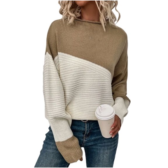 Fewfanhot Women's Sweaters Pullover Casual Long Sleeve Crew Neck Cozy Sweater Fall Fashion Winter Clothing