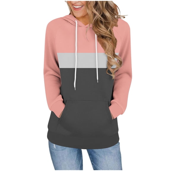 Fewfanhot Women's Sweatshirt Long Sleeve Sweatshirt Hoodie with Pocket, Loose Fit Pullover Tunic Top